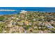 This aerial view showcases a house in a quiet neighborhood close to the bay with convenient access to amenities at 5601 4Th S St, St Petersburg, FL 33705