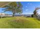 Expansive backyard with lush lawn, mature trees, and scenic water views, complete with a private boat dock at 6151 Bayou Grande Ne Blvd, St Petersburg, FL 33703