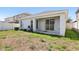 Backyard featuring a covered patio, offering a relaxed outdoor space next to the grassy yard at 7233 Lumber Port Dr, Ruskin, FL 33573
