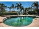 Backyard pool features lush landscaping, brick paver patio, and a serene waterfront view at 1233 Eden Isle Ne Dr, St Petersburg, FL 33704