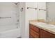 Bathroom featuring a bathtub, a shower, and a vanity sink at 14407 Alistar Manor Dr, Wimauma, FL 33598
