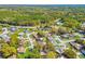 Aerial view of a quiet residential neighborhood surrounded by lush greenery and winding roads at 2124 Crowsnest Dr, Palm Harbor, FL 34685