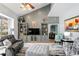 Comfortable living room with vaulted ceiling, custom built-ins, and stylish decor at 3003 Magdalene Woods Dr, Tampa, FL 33618