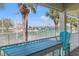 Enjoy waterfront views from this townhome balcony with tennis courts, palm trees, and a comfortable seating area at 442 Sandy Hook Rd, Treasure Island, FL 33706