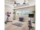 Bright exercise room featuring a ceiling fan, lots of light, and exercise equipment at 6617 Park Strand Dr, Apollo Beach, FL 33572