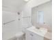 Clean bathroom featuring a tub with shower, toilet, and single sink vanity at 1515 Danbury Dr, Sun City Center, FL 33573