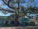 Attractive shopping center with colorful storefronts, shaded by a large tree, providing a pleasant shopping experience at 1567 Patton Dr, Dunedin, FL 34698