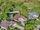 A stunning aerial view of a lush neighborhood showcasing the house with a private screened-in pool at 2309 Valrico Forest Dr, Valrico, FL 33594
