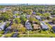 Aerial view of a neighborhood with tree-lined streets and the city skyline in the distance at 472 36Th N Ave, St Petersburg, FL 33704