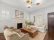 Well-lit living room with modern furnishings, a decorative fireplace, and an inviting atmosphere at 803 S Packwood Ave, Tampa, FL 33606