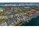 Overhead shot showcases waterfront community with private pools, boat docks, and stunning water access and views at 926 Anchorage Rd, Tampa, FL 33602