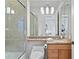 Beautiful bathroom with tiled walk-in shower, granite countertop, vanity, mirror, and toilet at 926 Anchorage Rd, Tampa, FL 33602