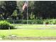 Grassy yard with an American flag flying in the breeze, showcasing the property's spacious outdoor area at 11326 Brightridge Dr, Seffner, FL 33584