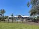 Community pool area with lounge chairs, umbrellas, and palm trees at 12635 Tannencrest Dr, Riverview, FL 33579
