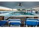 Pool bar, featuring unique epoxy countertop, is sheltered with a ceiling fan at 19451 Gulf Blvd # 301, Indian Shores, FL 33785