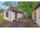 Backyard view with the exterior building surrounded by trees and foliage at 3684 14Th Se Ave, Largo, FL 33771