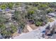Overhead shot of a property nestled in a verdant neighborhood, with lush trees and manicured lawns under a clear sky at 8740 Forest Lake Dr, Port Richey, FL 34668