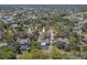 Aerial perspective highlights the property, screened in pool and its established neighborhood setting at 10100 Grove Dr, Port Richey, FL 34668