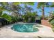 A backyard with a kidney-shaped pool and spa surrounded by a concrete deck and tropical landscaping at 1014 E Clifton St, Tampa, FL 33604