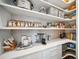 Well-organized pantry features white countertops, shelving, and jars with custom labeling at 145 16Th Ne Ave, St Petersburg, FL 33704