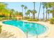 Community pool offers refreshing water, tropical landscaping, and a covered area with lounge chairs at 250 Seagate Ct, Dunedin, FL 34698