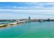 Stunning aerial view of a bridge with a beautiful waterfront backdrop at 706 Bayway Blvd # 301, Clearwater Beach, FL 33767