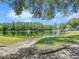 Picturesque lake surrounded by lush green trees and well manicured lawn at 1337 Pine Ridge E Cir # D2, Tarpon Springs, FL 34688