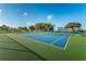 Blue tennis courts, nets, trees, and sunny skies make for a great community recreation spot at 2019 Utopian W Dr # 310, Clearwater, FL 33763