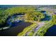 Scenic aerial view showcases the community's layout, including a lake, pool area, and surrounding neighborhood at 4127 Broad Porch Run, Land O Lakes, FL 34638