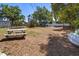 Spacious backyard features a picnic table, some greenery and shade from the surrounding trees at 4218 2Nd S Ave, St Petersburg, FL 33711