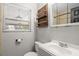 Well-lit bathroom with a modern sink, vanity, and shelving for storage at 4218 2Nd S Ave, St Petersburg, FL 33711