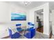 Bright dining area features a glass table, seating for four, and a modern art piece at 470 3Rd S St # 814, St Petersburg, FL 33701