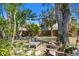 Lush backyard featuring a cozy seating area with Adirondack chairs and a bench at 1600 Delaware Ne Ave, St Petersburg, FL 33703