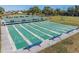 Aerial view of the community shuffleboard courts, and seating area at 2335 E Del Webb Blvd, Sun City Center, FL 33573