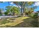 Lush front yard with mature trees, green lawn, and a charming white picket fence at 550 7Th S St, Safety Harbor, FL 34695