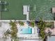 Aerial view of the beautiful dock and pool at 575 Crystal Dr, Madeira Beach, FL 33708