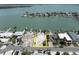 Aerial view showcasing the property's location next to a canal and waterfront at 575 Crystal Dr, Madeira Beach, FL 33708