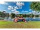 A charming wooden dock offering easy access to the serene water, ideal for fishing or simply enjoying the view at 3381 Conway Blvd, Port Charlotte, FL 33952
