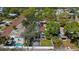 This aerial shot displays a home featuring a fenced backyard, patio, and mature tree coverage at 4750 Burlington N Ave, St Petersburg, FL 33713
