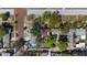 Birds eye view of the neighborhood showcasing its mature trees and brick paved streets at 4750 Burlington N Ave, St Petersburg, FL 33713