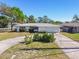 Charming home with circular driveway and a two-car garage, accented by mature landscaping at 5167 Venetian Ne Blvd, St Petersburg, FL 33703