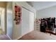 A bedroom showcases closet and desk for functionality and storage at 592 Deer W Run, Palm Harbor, FL 34684