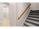 Carpeted staircase with natural wood railing and light gray walls at 0 Old Country Rd, Odessa, FL 33556