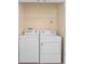 Bright laundry room with white washer and dryer and convenient overhead shelf at 3405 W Swann Ave # 9, Tampa, FL 33609