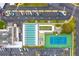 Overhead view of amenities including parking, bocce ball, shuffleboard, tennis, and picnic areas at 5840 30Th S Ave # 305, Gulfport, FL 33707