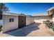 A convenient storage shed provides ample space for tools and equipment in the backyard at 1017 Jamaica Way, Tarpon Springs, FL 34689