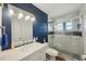 Bathroom features a stand up shower with glass door and a vanity with plenty of lighting at 1021 Augusta Dr, Sun City Center, FL 33573