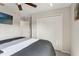Comfortable bedroom features a ceiling fan and closet for ample storage, creating a cozy retreat at 13538 Willow Bluestar Loop, Riverview, FL 33579