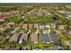 Birds-eye view of residential homes nestled among lush greenery, showcasing a serene neighborhood layout at 14605 Chatsworth Manor Cir, Tampa, FL 33626