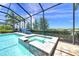 Relaxing view of the pool and spa area with lush landscaping, perfect for enjoying the outdoors in privacy at 14610 Red Castle Ave, Lithia, FL 33547